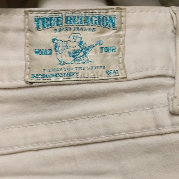 True Religion white boot cut jeans with blue crystals - Picture 7 of 10